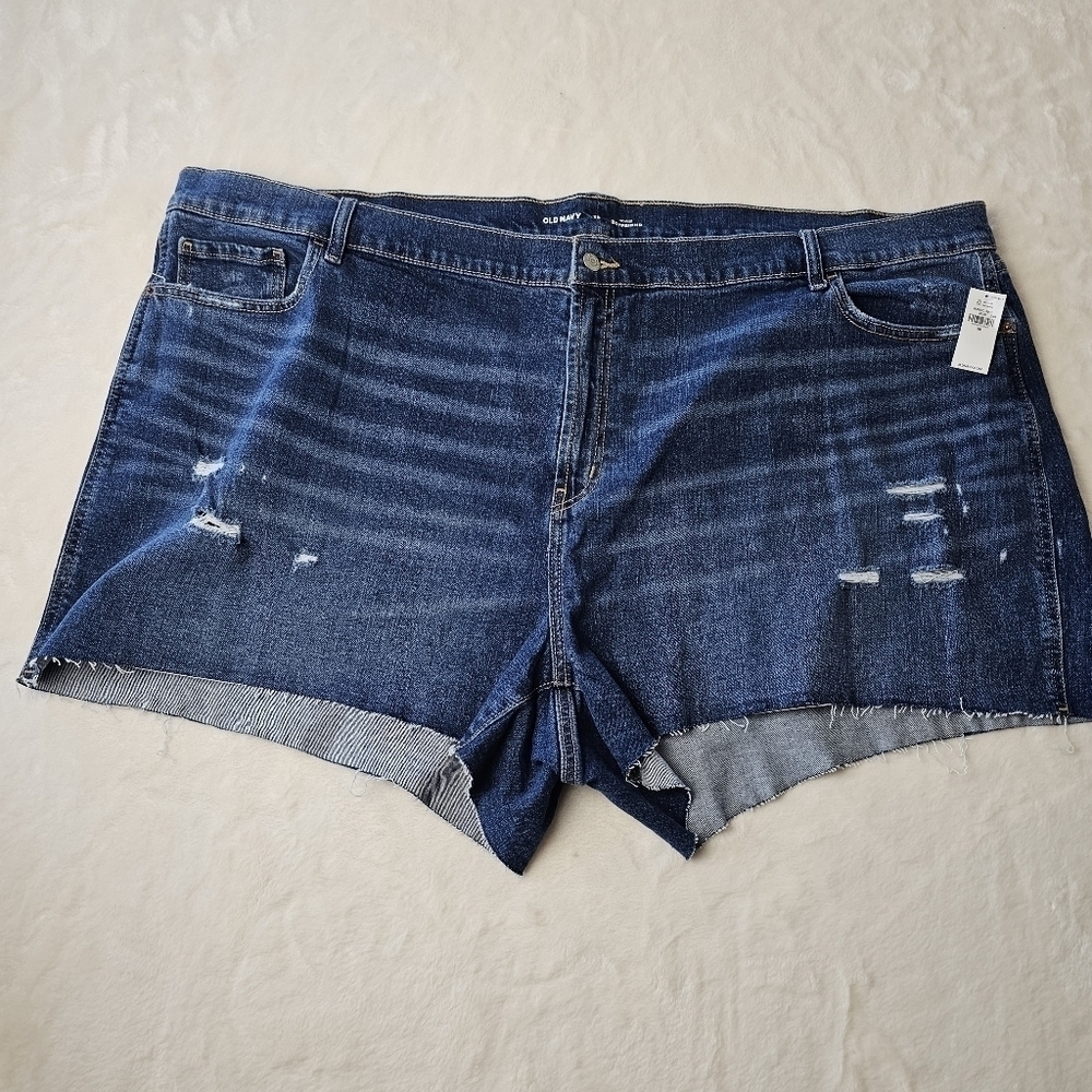 Old NAVY shorts denim women’s 28 NEW NWT blue jeans distressed mid rise
